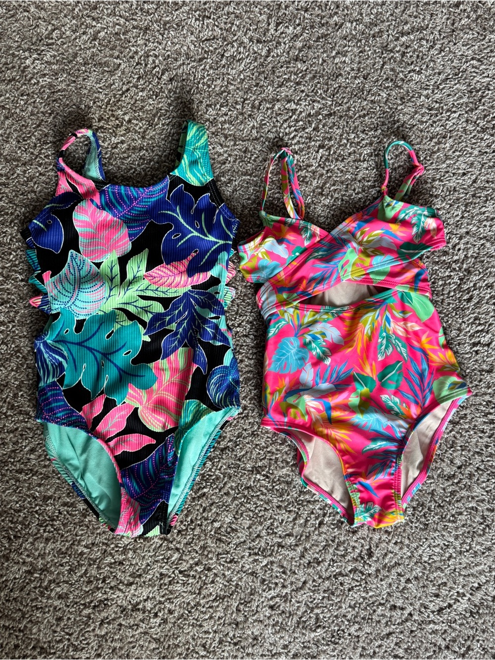 Bundle of 2 girls one piece swimsuits with cut outs